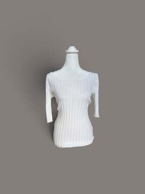 Sundance Organic Cotton Ribbed Knit lightweight Sweater - White-Size S